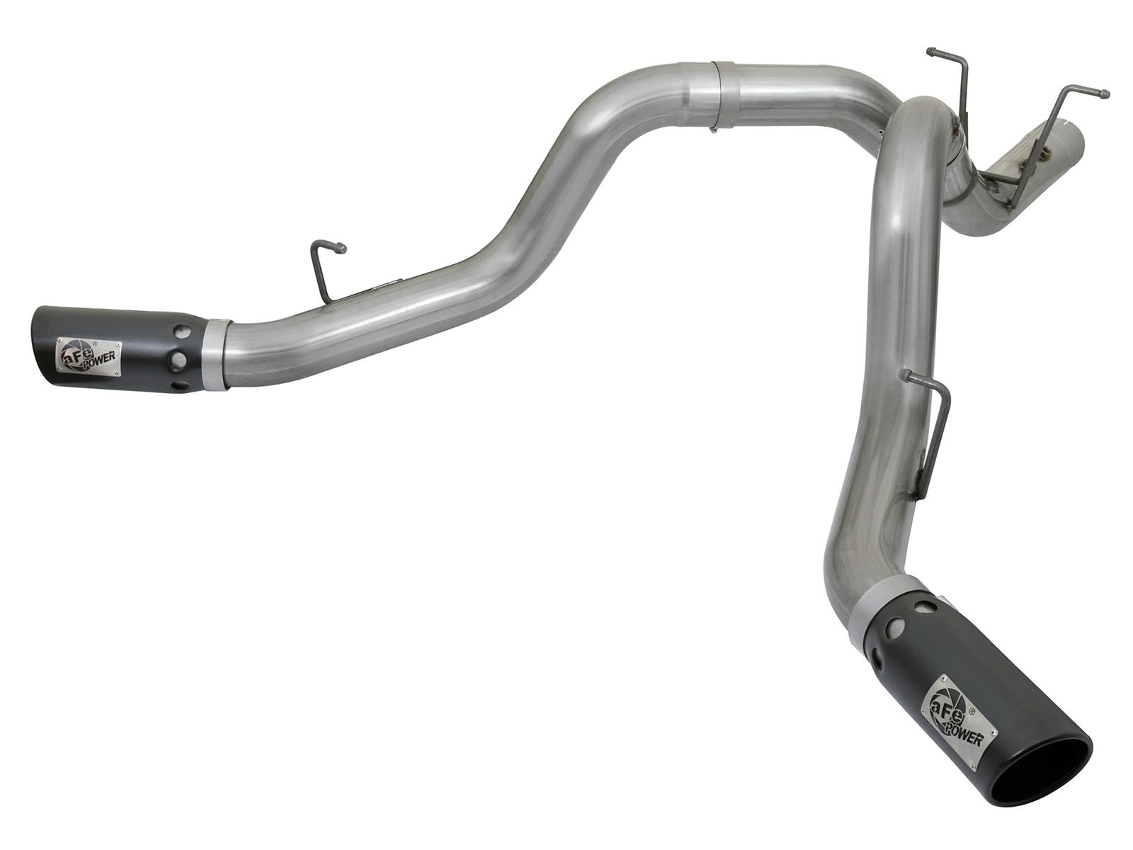 AFE 49-44086-B Large Bore-HD 4 IN 409 Stainless Steel DPF-Back Exhaust System w/Dual Black Ti