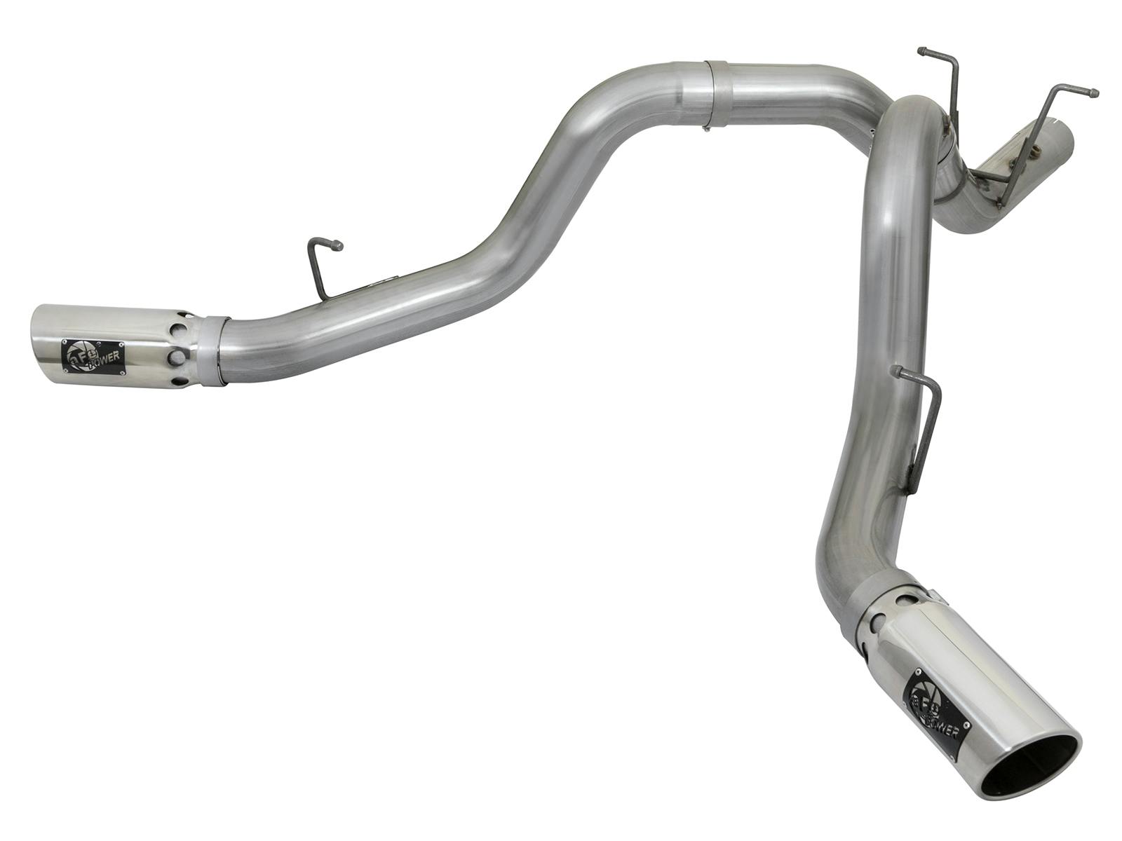 AFE 49-44086-P Large Bore-HD 4 IN 409 Stainless Steel DPF-Back Exhaust w/Dual Polished Tips
