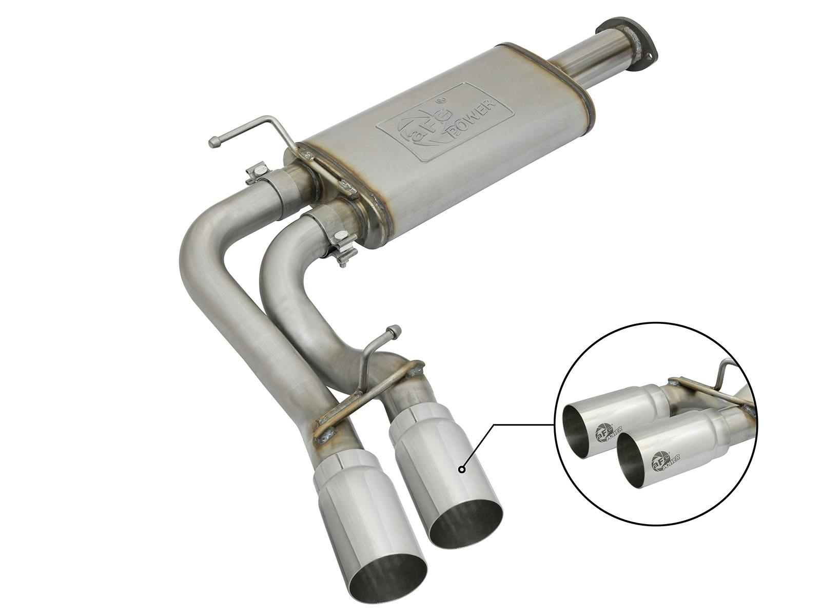 AFE 49-46032-P Rebel Series 3 IN Cat-Back Exhaust System w/ Dual Mid-Side Exit Polished Tips