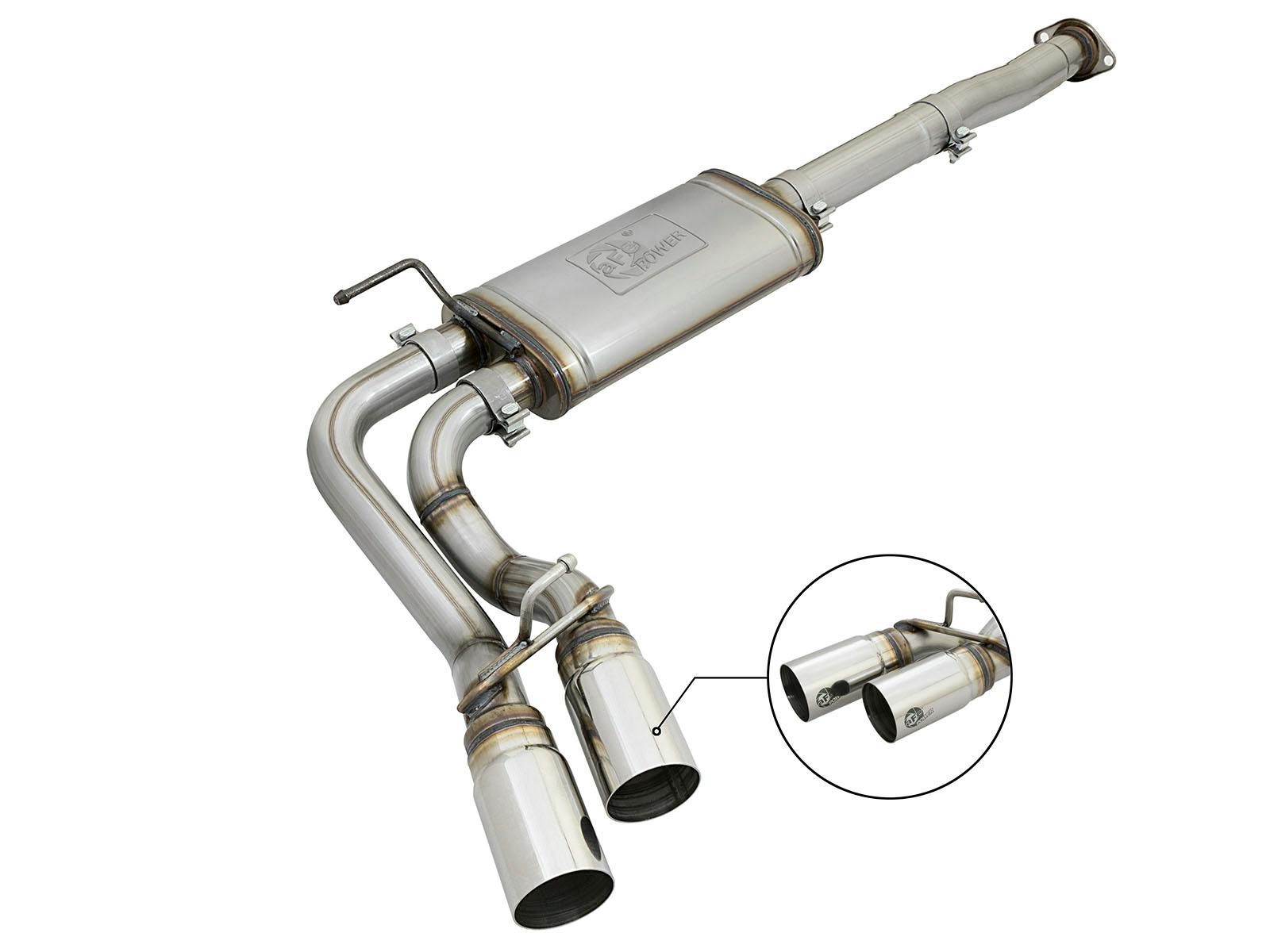AFE 49-46033-P Rebel Series 3 IN Cat-Back Exhaust System w/ Dual Mid-Side Exit Polished Tips