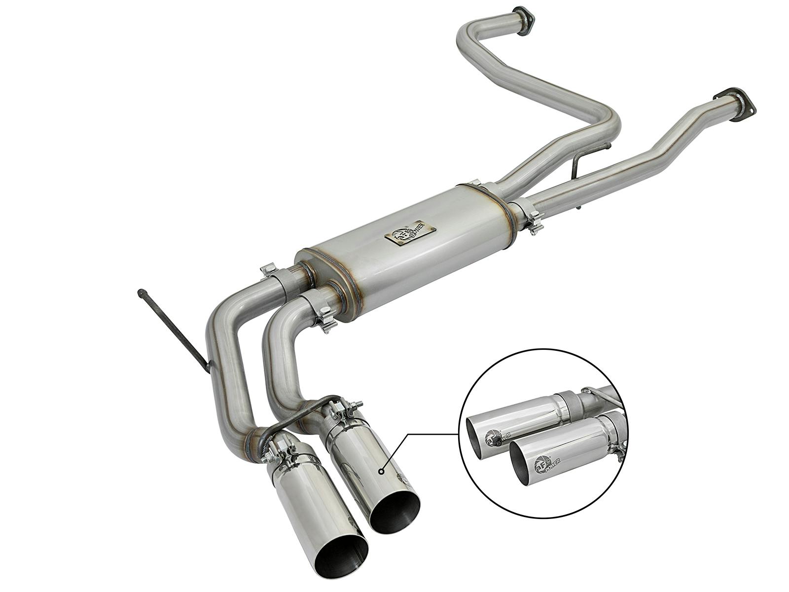 AFE 49-46124-P Rebel Series 3 IN 409 Stainless Steel Cat-Back Exhaust System w/Polished Tip