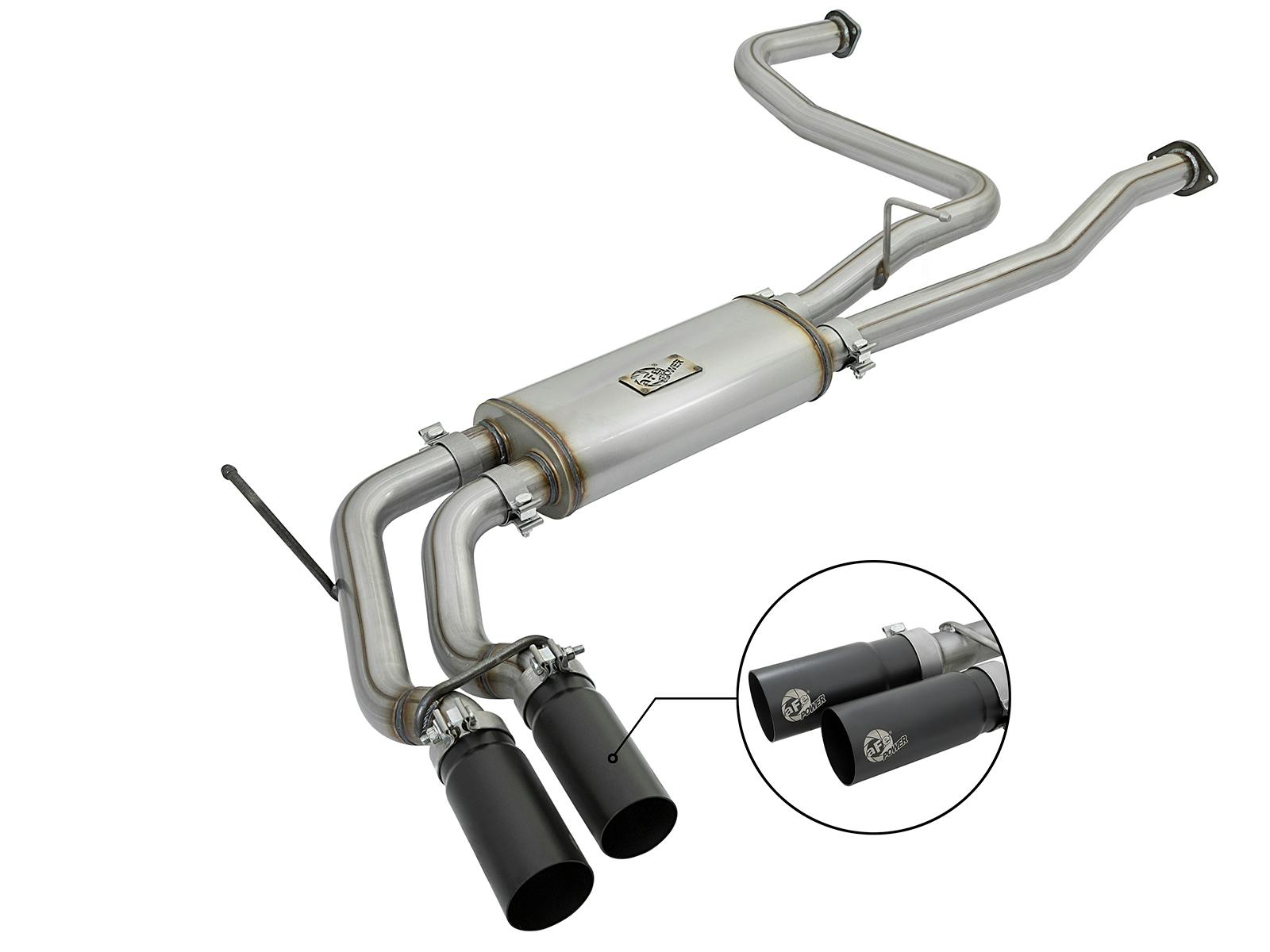 AFE 49-46126-B Rebel Series 2-1/2 Cat-Back Exhaust System w/ Black Tip"