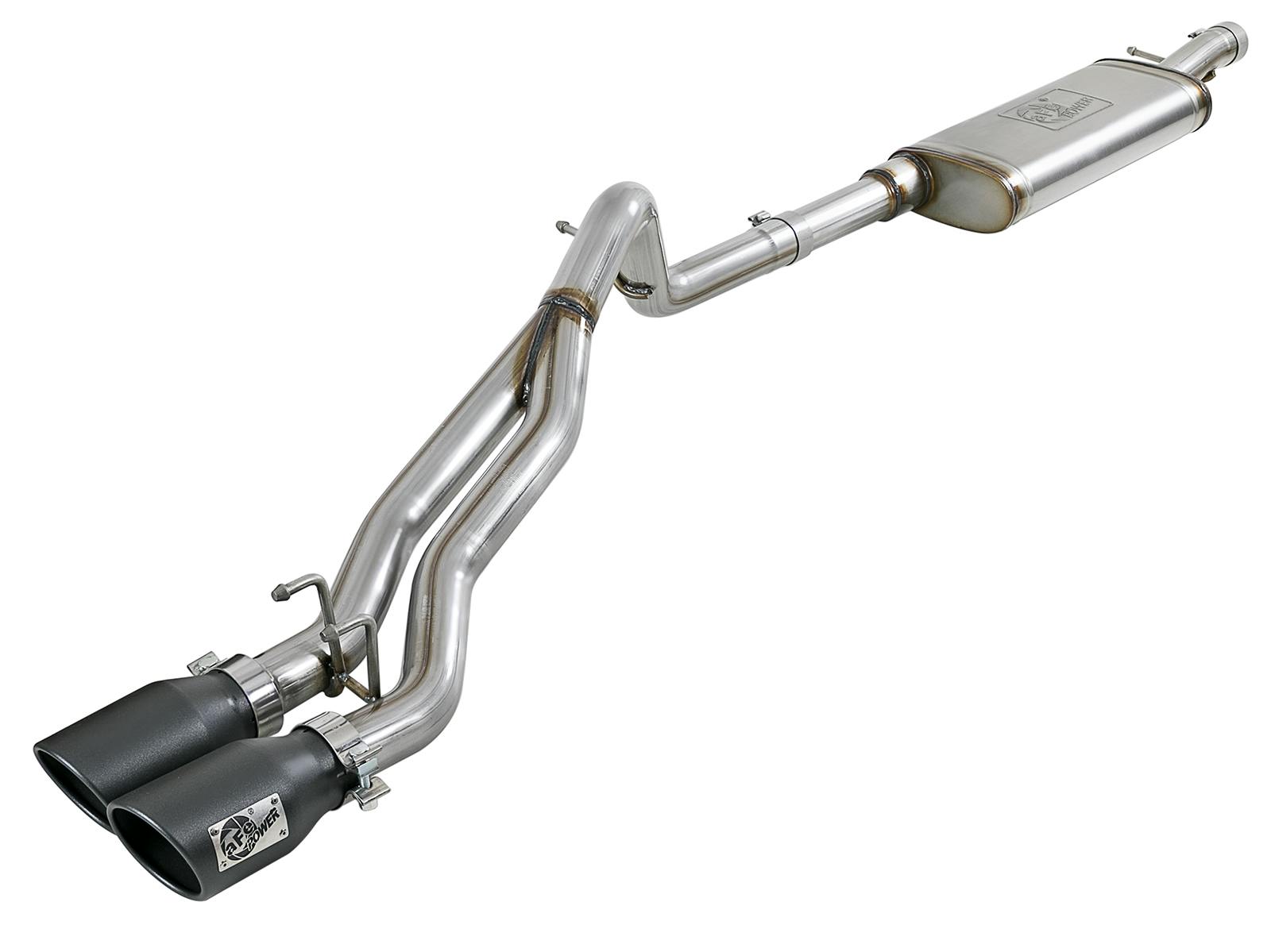 AFE 49-48054-B Rebel Series 2-1/2 IN 409 Stainless Steel Cat-Back Exhaust System w/Black Tip