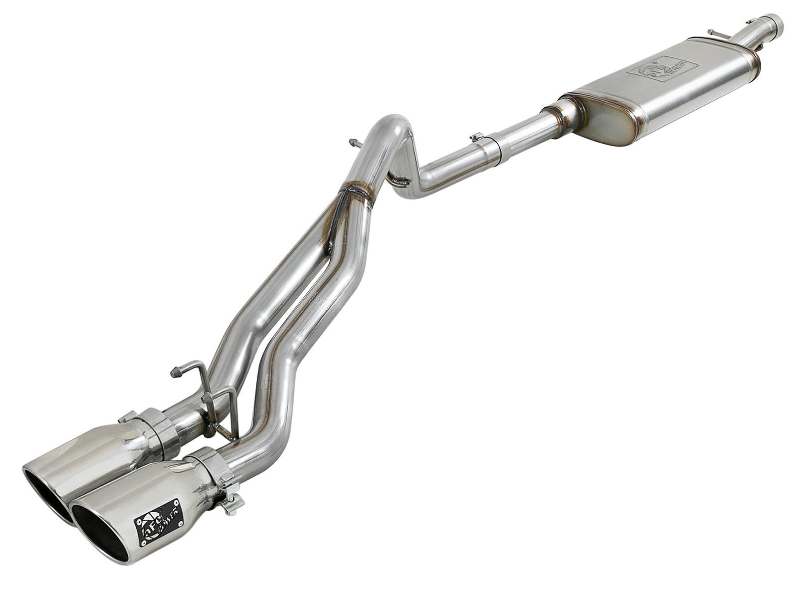 AFE 49-48054-P Rebel Series 2-1/2 IN 409 Stainless Steel Cat-Back Exhaust System w/Polished T