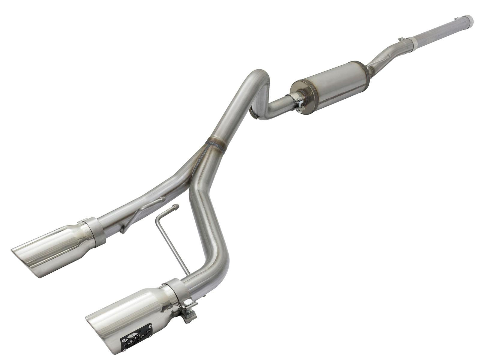 AFE 49-48056-P Rebel Series 2-1/2 IN 409 Stainless Steel Cat-Back Exhaust System w/Polished T