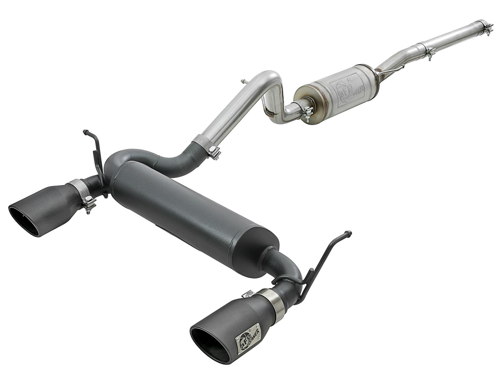 AFE 49-48062-B Rebel Series 2-1/2 IN 409 Stainless Steel Cat-Back Exhaust System w/ Black Tip