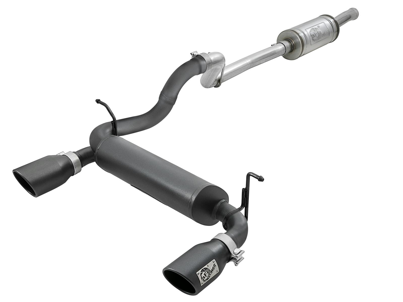 AFE 49-48066-B Rebel Series 2-1/2 IN 409 Stainless Steel Cat-Back Exhaust System w/ Black Tip