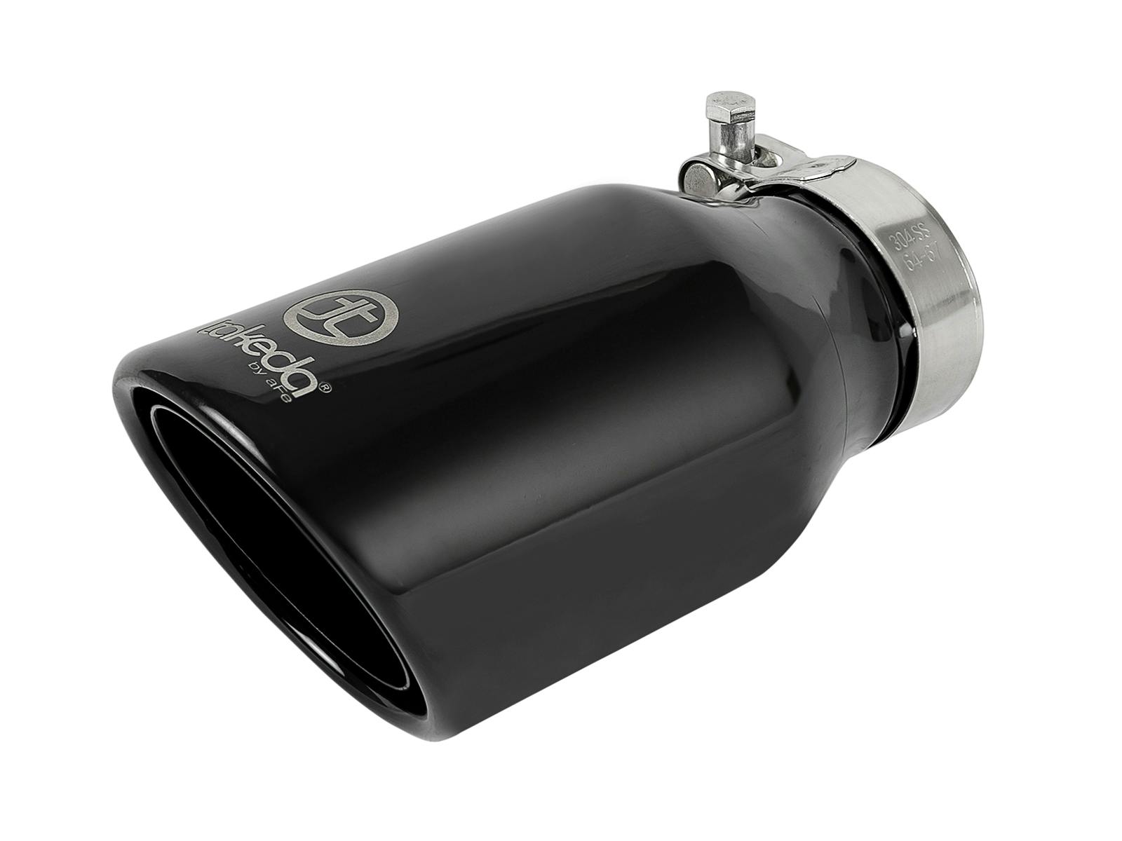 AFE 49T25404-B08 Takeda 409 Stainless Steel Clamp-on Exhaust Tip Black