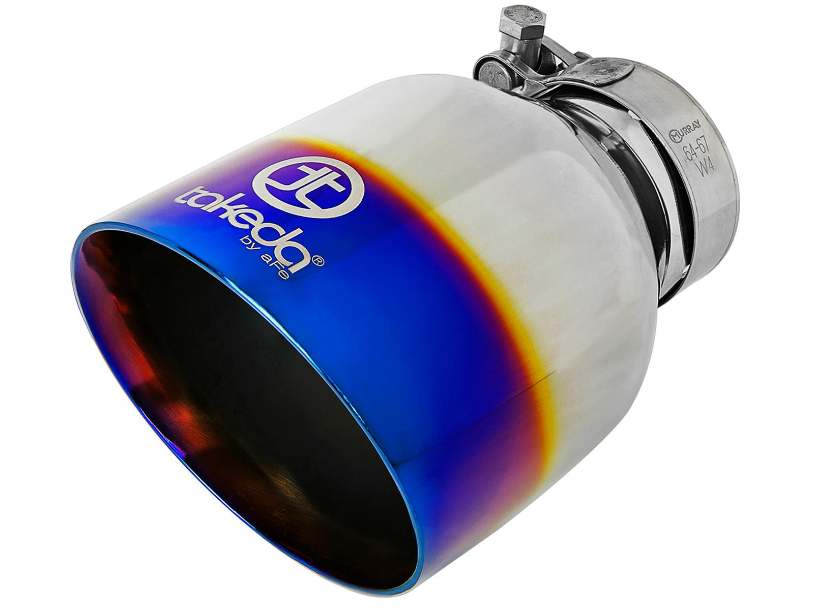 AFE 49T25454-L07 Takeda 304 Stainless Steel Clamp-on Exhaust Tip Blue Flame