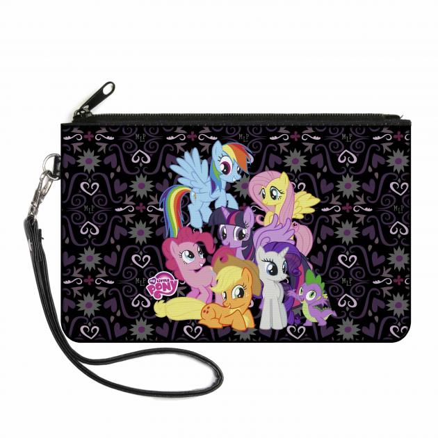 Canvas Zipper Wallet - SMALL - MLP Group Shot/MLP Monogram Black/Purples