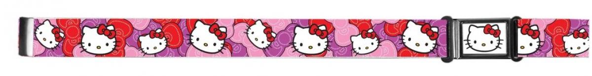 Magnetic Web Belt HKB-Hello Kitty Face Full Color Black - 1.0" - Hello Kitty Pink/Red Bowtie Webbing