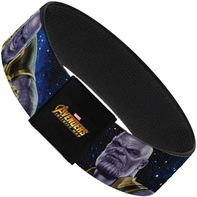 AVENGERS: INFINITY WAR Elastic Bracelet - 1.0" - Infinity War Thanos 2-Pose/Infinity Gauntlet Galaxy Blues/White