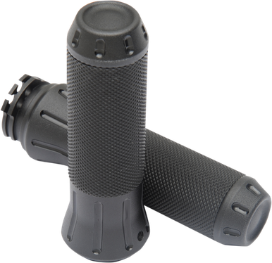 DRAG SPECIALTIES Grips - Custom - Shot-Peened - Black 354131
