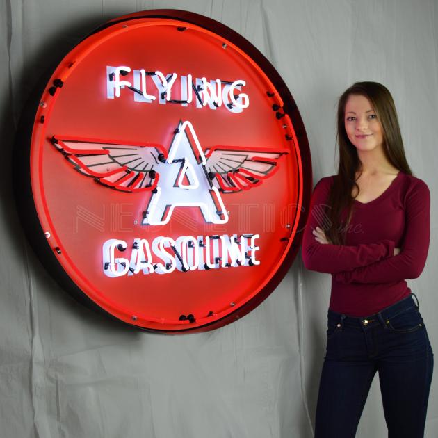 Neonetics Big Neon Signs in Steel Cans, Flying a Gasoline 36 Inch Neon Sign in Metal Can