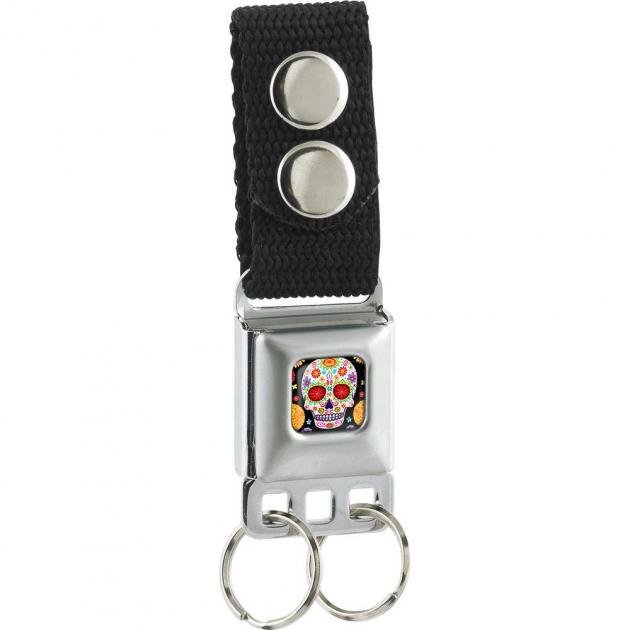 Keychain - Sugar Skull Starburst Full Color Black/Multi Color