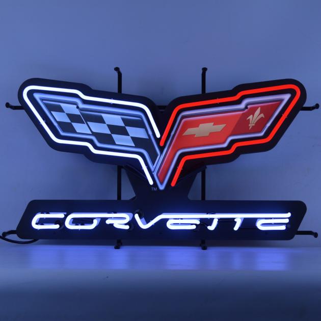 Neonetics Standard Size Neon Signs, Corvette C6 Flags Neon Sign with Backing