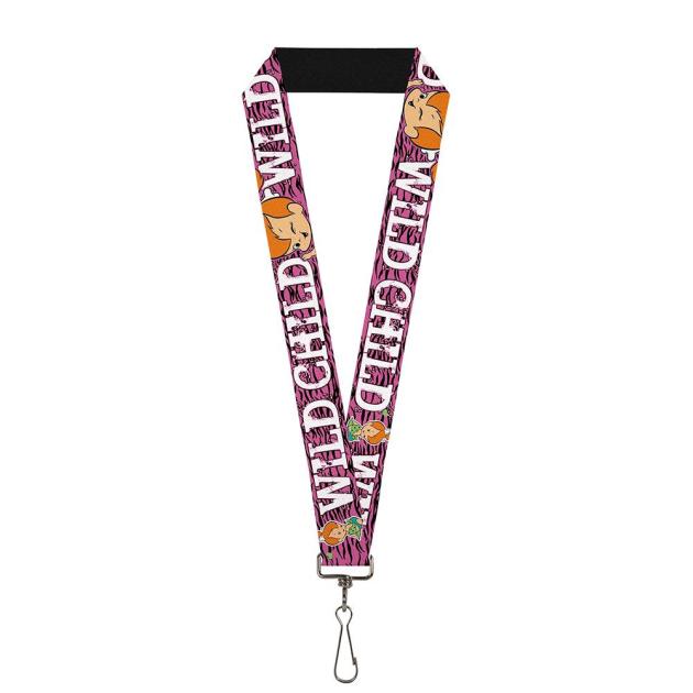 Lanyard - 1.0" - Pebbles Face/Pose WILD CHILD Pink/Black/White