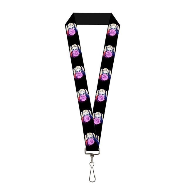Lanyard - 1.0" - Harley Quinn MAD LOVE Bubble Gum Black/Pinks