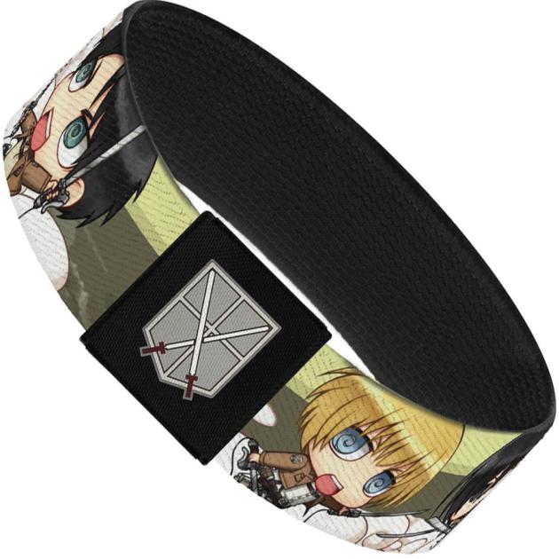 Elastic Bracelet - 1.0" - Attack on Titan Chibi Colossal Titan & 3-Chibi Characters/Clouds