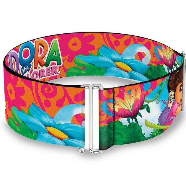 Cinch Waist Belt - DORA THE EXPLORER Dora Poses/Floral Collage Orange/Pink - ONE SIZE