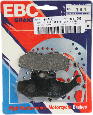 EBC Organic Brake Pads - FA194 FA194