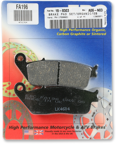 EBC Organic Brake Pads - FA196 FA196