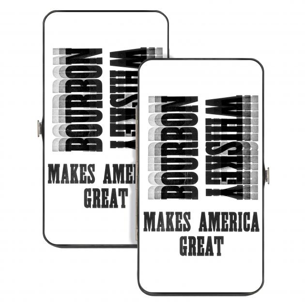 Hinged Wallet - BOURBON WHISKEY MAKES AMERICA GREAT White/Black/Grays