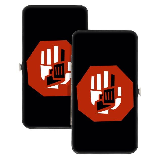 Hinged Wallet - Stop Guns Hand Icon Black/Red/White