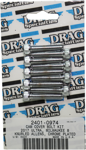 DRAG SPECIALTIES Bolt Kit M8 Camshaft Cover Knurled All Chrome MK779