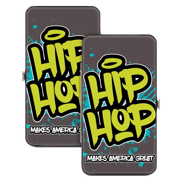 Hinged Wallet - HIP HOP MAKES AMERICA GREAT/Splatter Gray/Turquoise/White/Black/Green