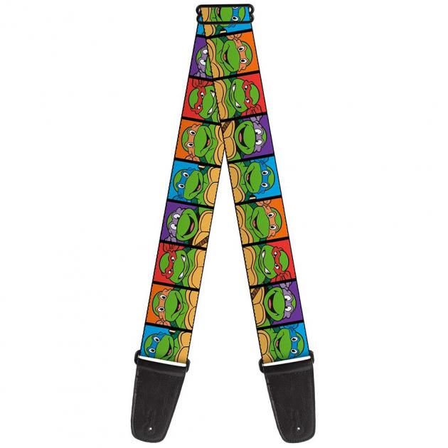 Guitar Strap - Classic TMNT Face Blocks Black/Multi Color