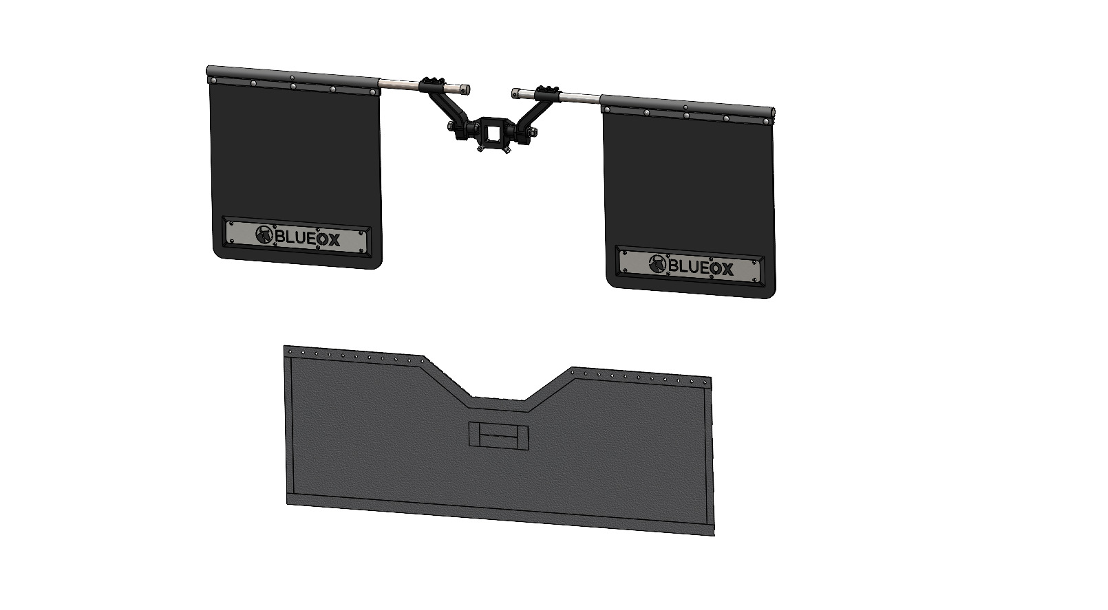 Blue OX BX88420 Mud Flap System, 2” Rcvr, Includes Rock Screen.