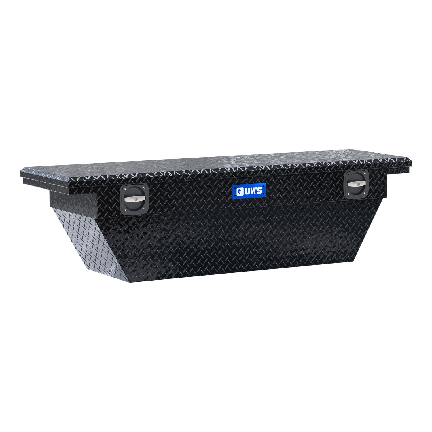 UWS SLD-69-A-LP-BLK Gloss Black Aluminum 69in. Deep Angled Secure Lock Truck Tool Box with Low Profi