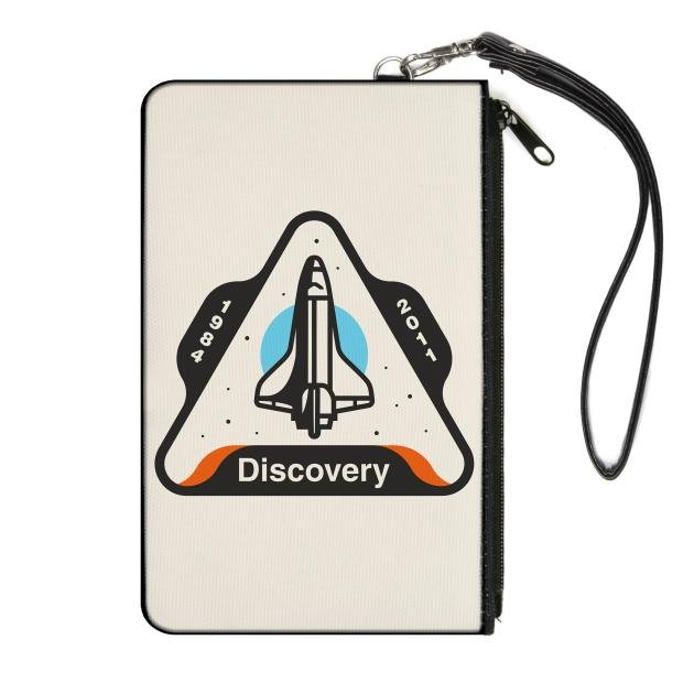 Canvas Zipper Wallet - LARGE - SPACE SHUTTLE DISCOVERY 1984-2011 Space Shuttle White/Gray/Blue/Orange