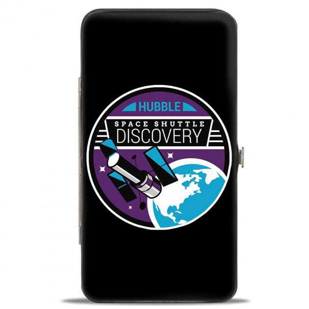 Hinged Wallet - SPACE SHUTTLE DISCOVERY Hubble Telescope Black/White/Purple/Blue