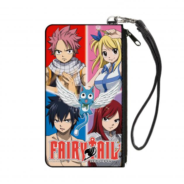Canvas Zipper Wallet - SMALL - FAIRY TAIL Team Natsu 4-Character Blocks & Happy Multi Color