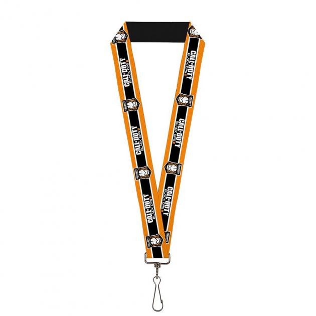 Lanyard - 1.0" - CALL OF DUTY-BLACK OPS III/Skull Icon 3-Stripe Orange/White/Black