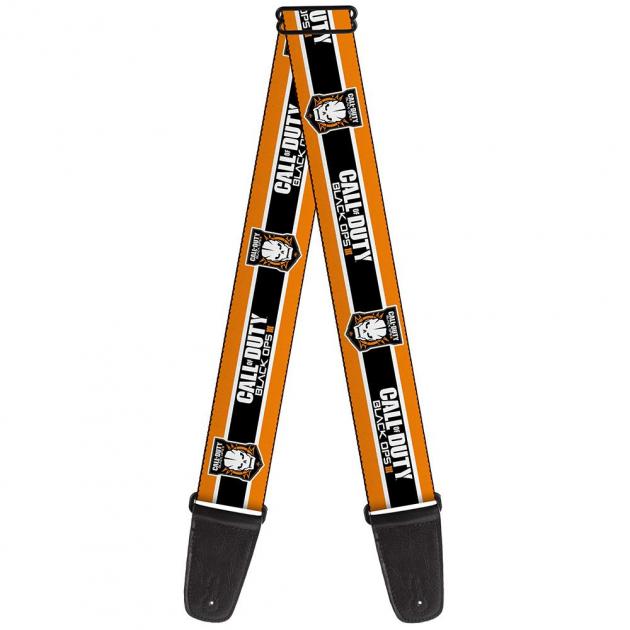 Guitar Strap - CALL OF DUTY-BLACK OPS III/Skull Icon 3-Stripe Orange/White/Black