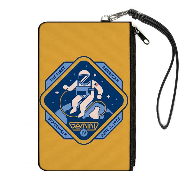 Canvas Zipper Wallet - LARGE - GEMINI IV-THE FIRST AMERICAN SPACEWALK Yellow/Blues