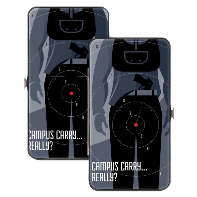 Hinged Wallet - CAMPUS CARRY…REALLY?/Shooter Target Grays/Black/White/Red