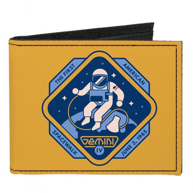 Canvas Bi-Fold Wallet - GEMINI IV-THE FIRST AMERICAN SPACEWALK Yellow/Blues