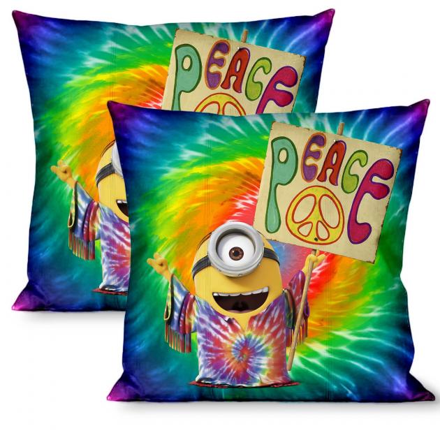 Throw Pillow - Minions Peace Tie Dye