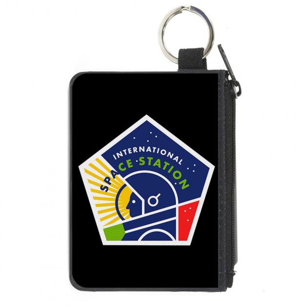 Canvas Zipper Wallet - MINI X-SMALL - INTERNATIONAL SPACE STATION Pentagon Black/White/Multi Color