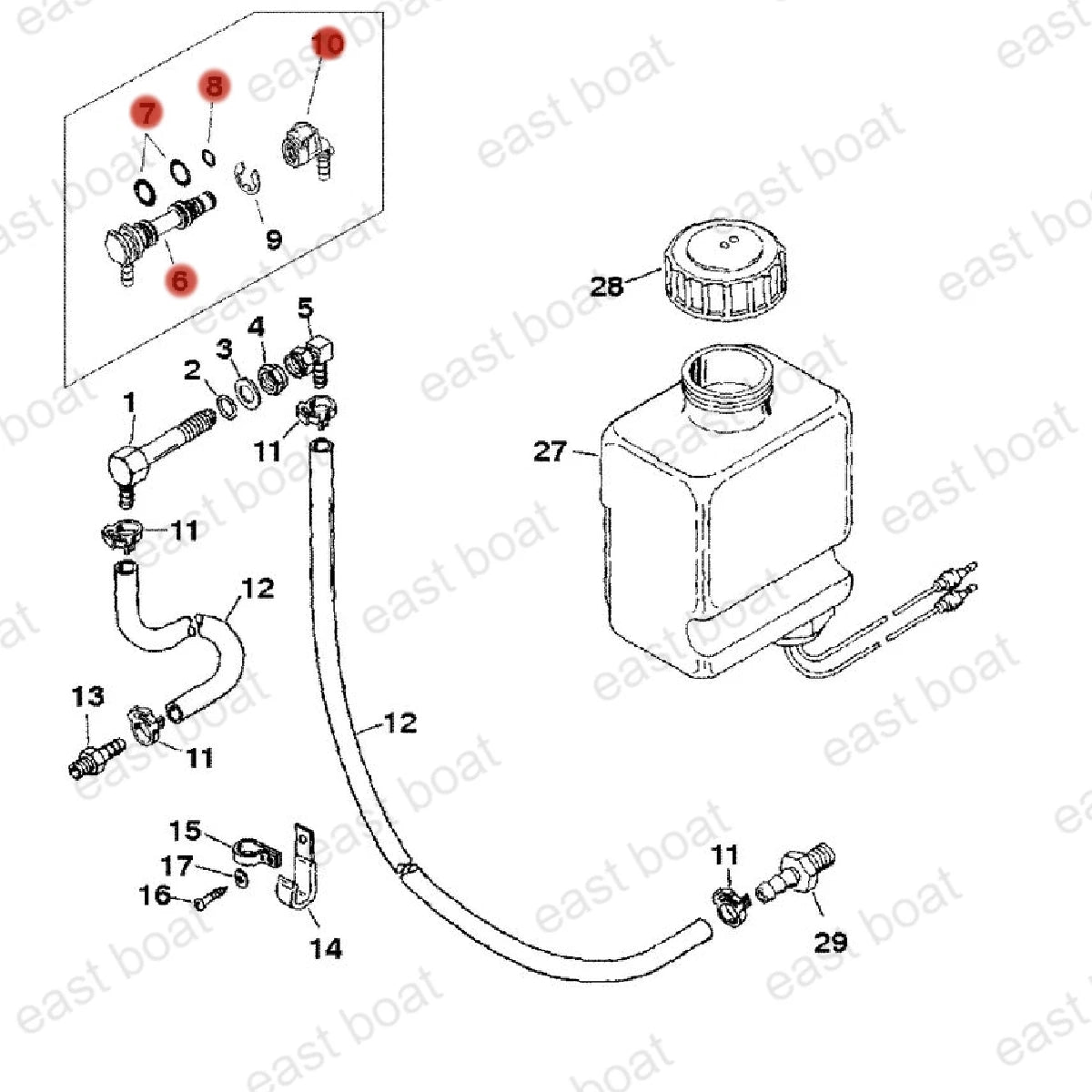Fitting 861150T02 & Connector 861163 for Mercruiser Bravo One Two Three
