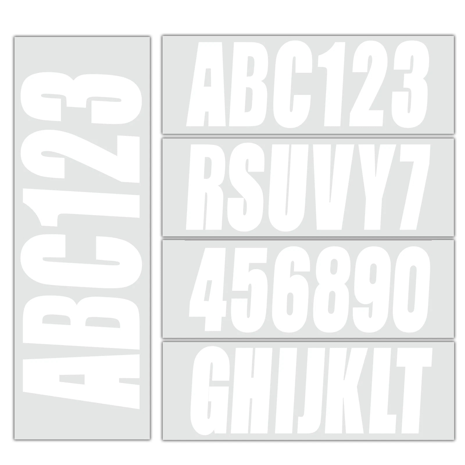 Set of 4 White Boat Registration Decals A-Z 0-9