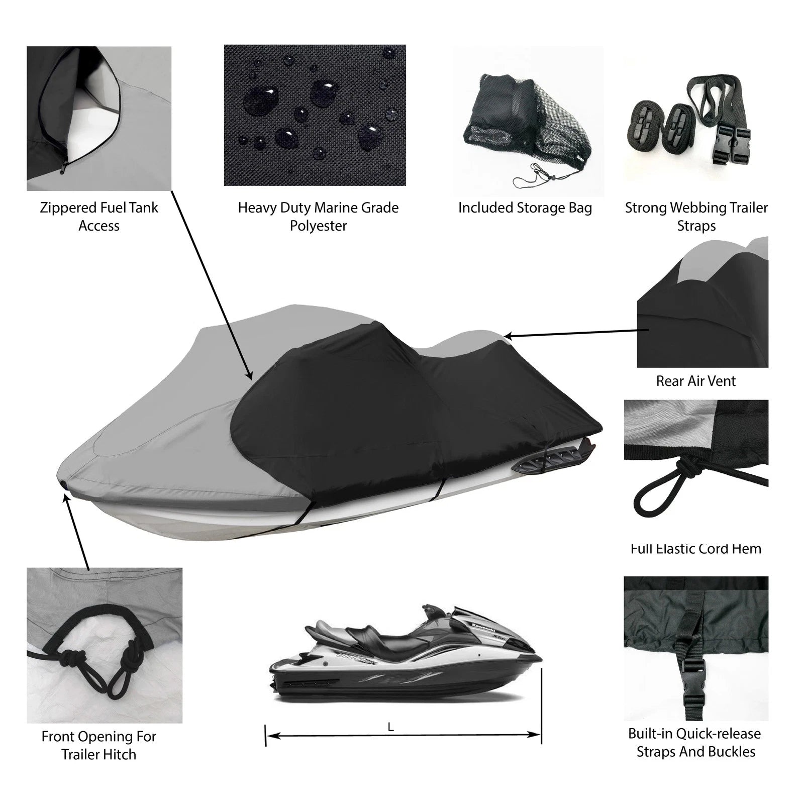 PWC Cover for Sea Doo Jet Ski GTI (2006) - Trailerable, With Mirrors