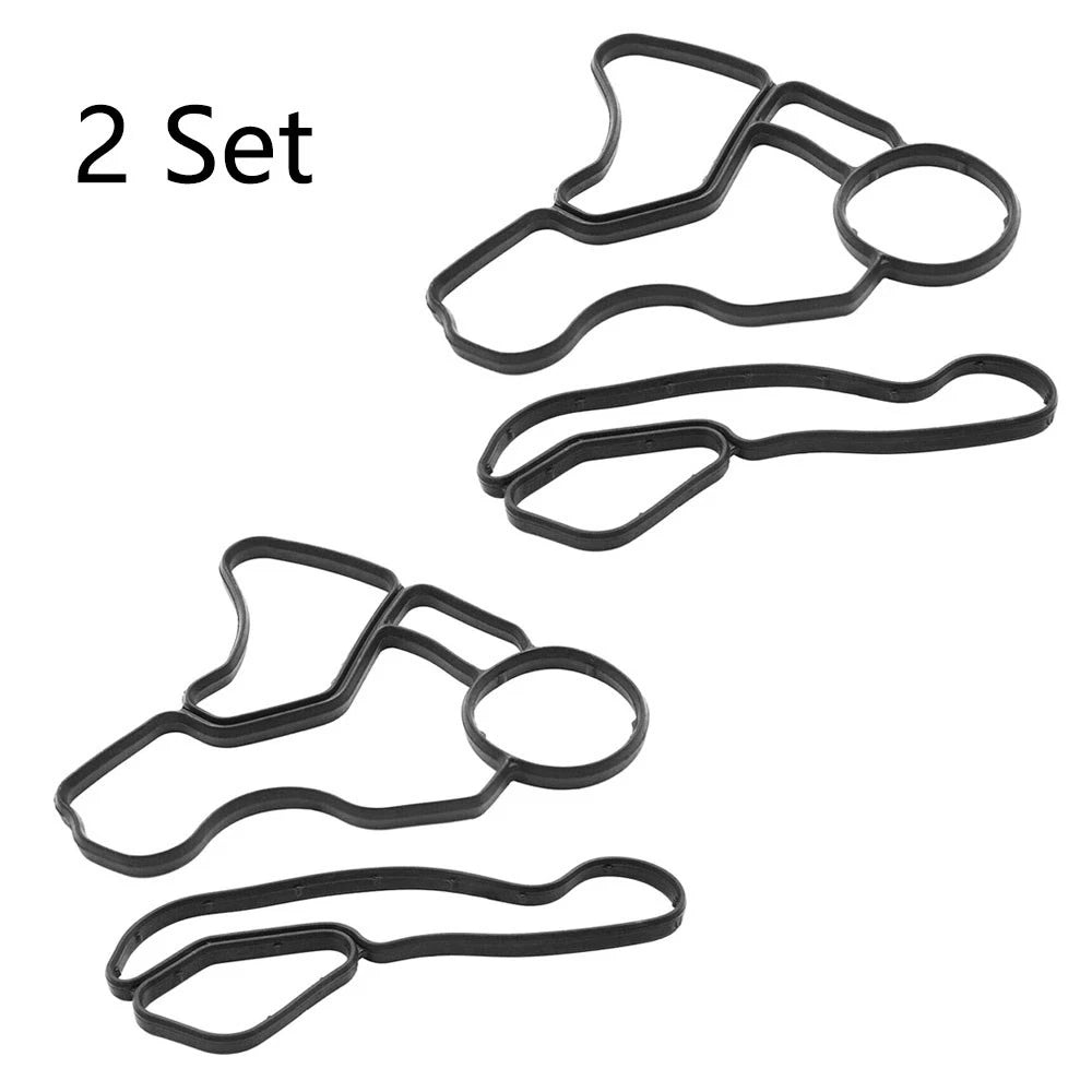 2 Pair Oil Filter Cooler Housing Gasket Seal for BMW (11427525335, 11428637821)