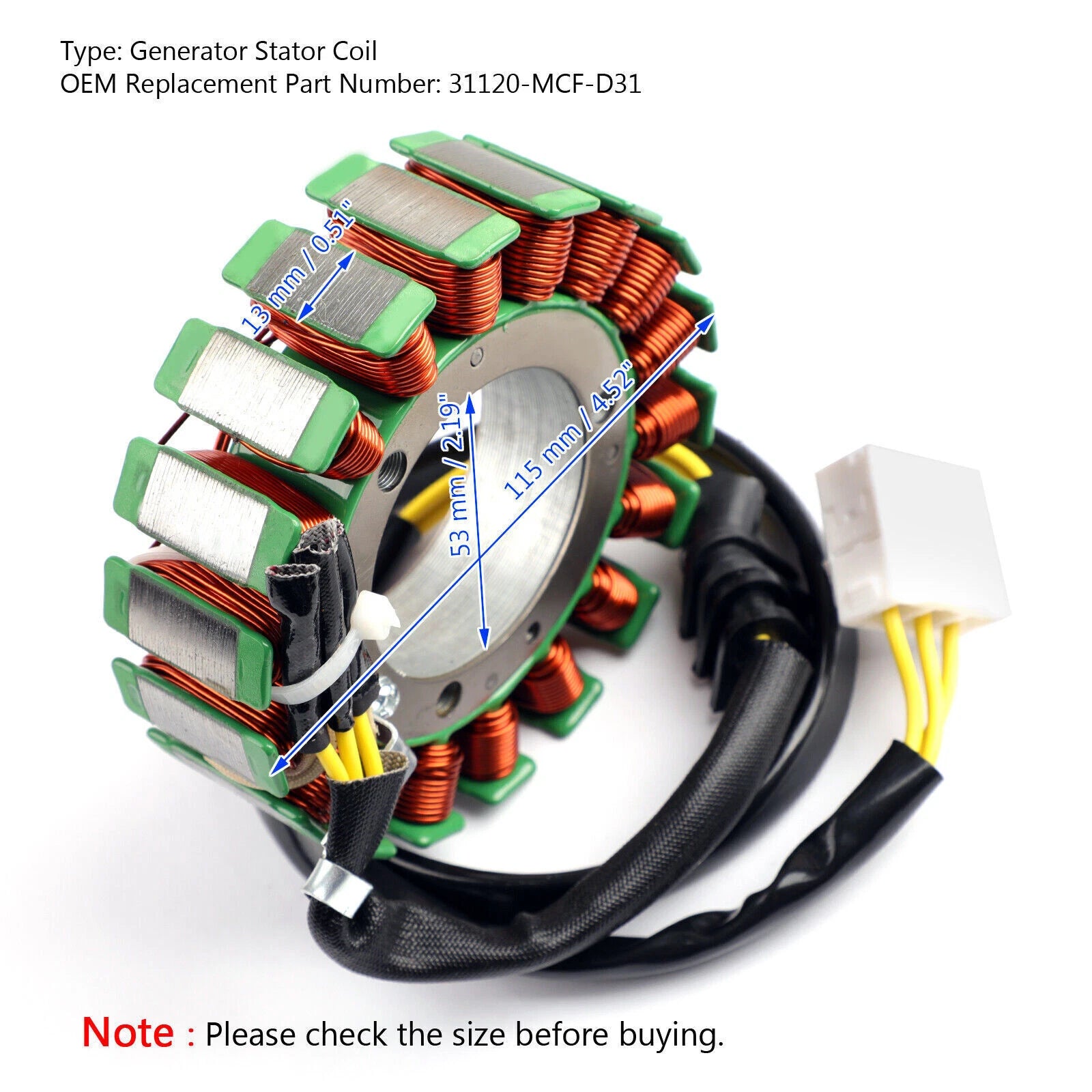 Generator Stator for Honda RVT 1000 R (2002–2006) 31120-MCF-D31 T9