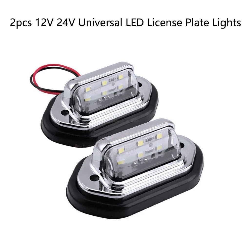 2X LED License Plate Tag Light for Car Boat Truck Trailer (12V 24V)