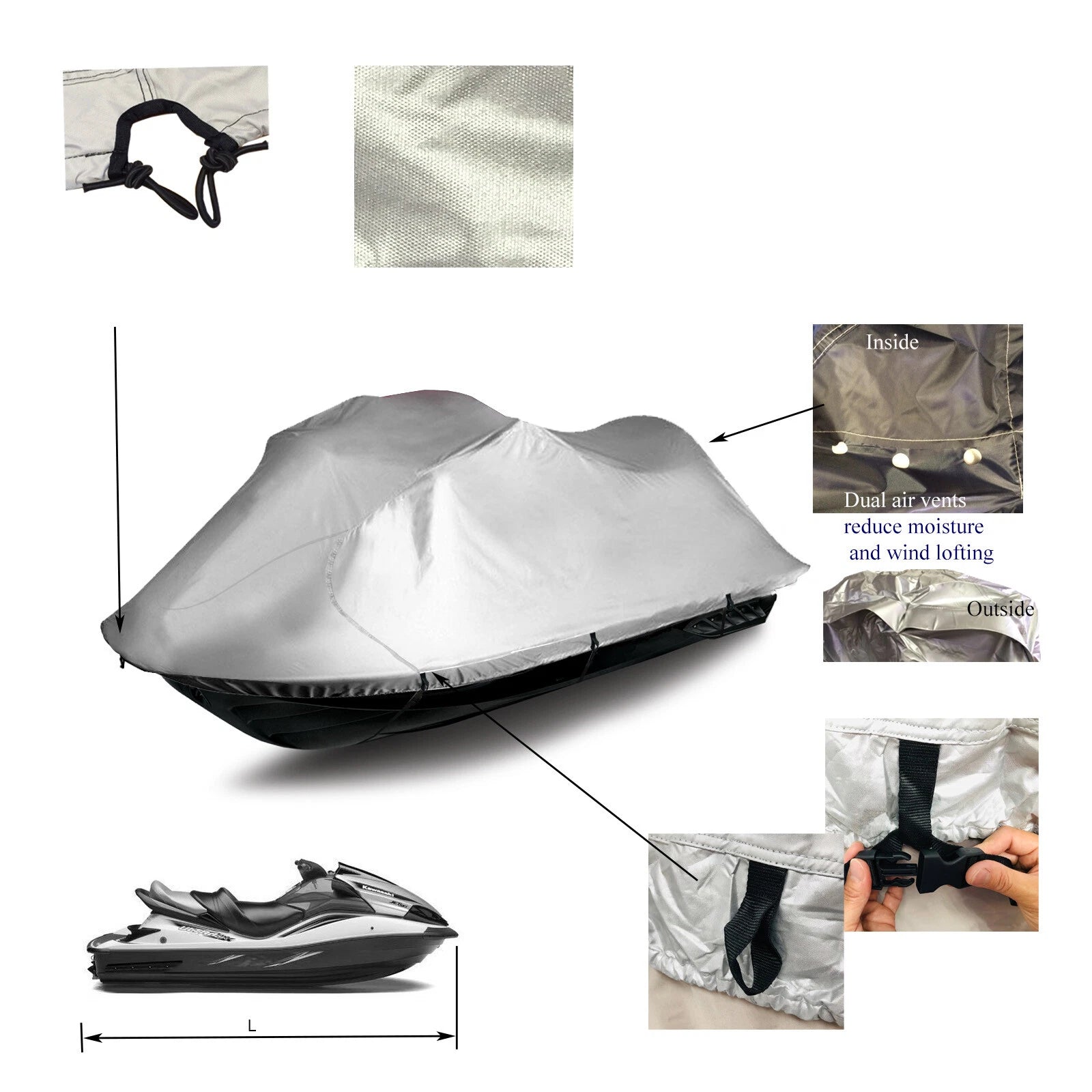 Waterproof Jet Ski Cover for Sea Doo GTX GTI GTR GTS (All Season)